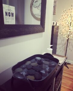 An area for a hot stone massage.